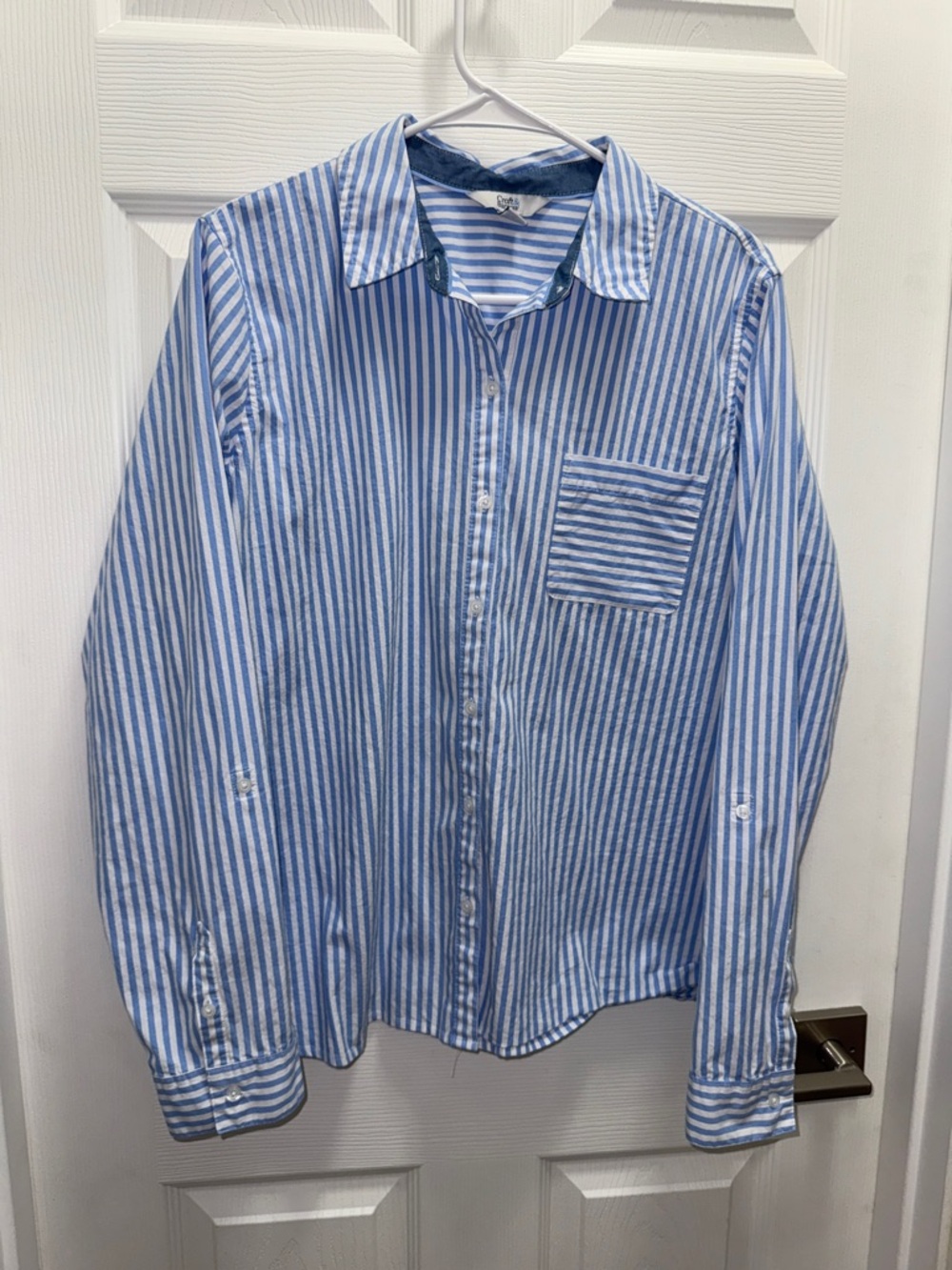 croft & barrow Blue and White Vertical Stripe Button-Down Shirt